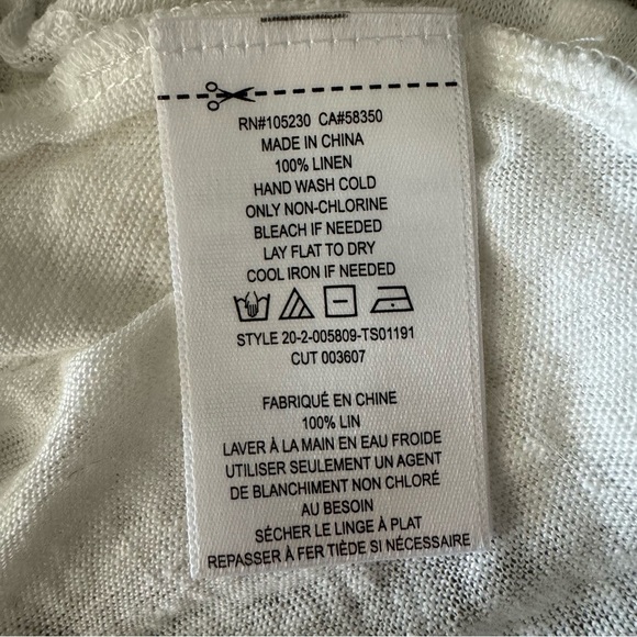 CURRENT/ELLIOTT “The Cosmos Tee” 100% Linen Flutter Sleeve Knit Top W/Tag 4/XL - Picture 6 of 14